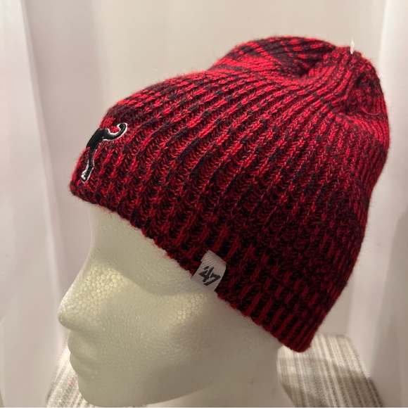 47 Brand Black Dog Knit Beanie Unisex. Heathered Red and Black. Ribbed. One size - Picture 4 of 4
